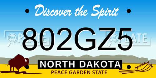 802GZ5 North Dakota License Plate