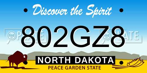 802GZ8 North Dakota License Plate