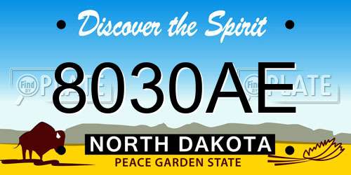 8030AE North Dakota License Plate
