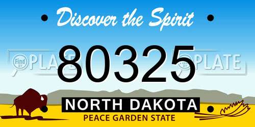 80325 North Dakota License Plate