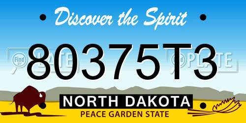 80375T3 North Dakota License Plate