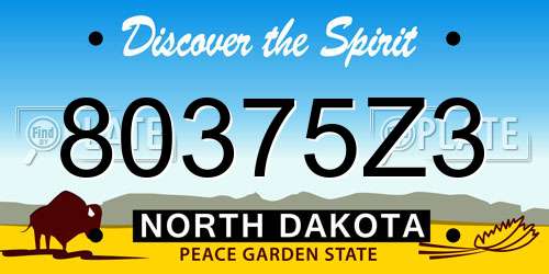 80375Z3 North Dakota License Plate