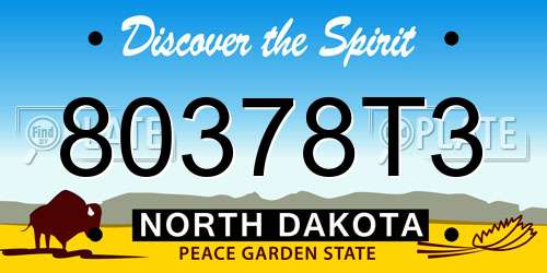80378T3 North Dakota License Plate