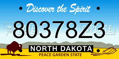 80378Z3 North Dakota License Plate