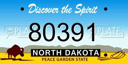 80391 North Dakota License Plate