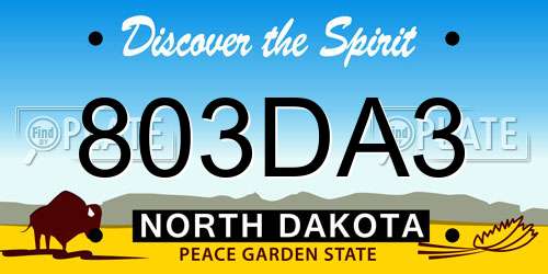803DA3 North Dakota License Plate