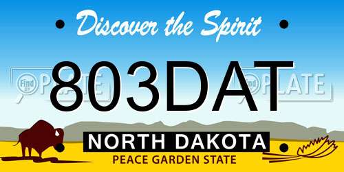 803DAT North Dakota License Plate