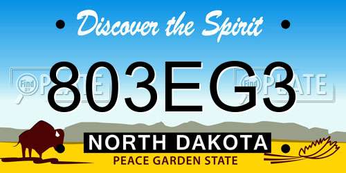 803EG3 North Dakota License Plate