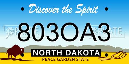 803OA3 North Dakota License Plate