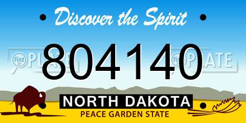 804140 North Dakota License Plate