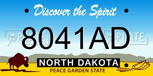 8041AD North Dakota License Plate