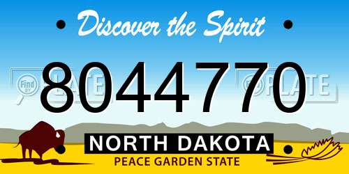 8044770 North Dakota License Plate