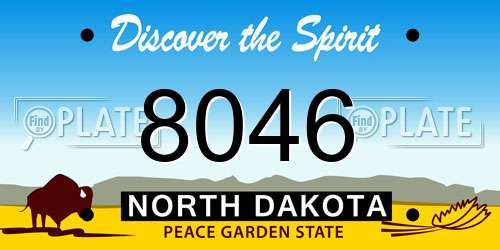 8046 North Dakota License Plate