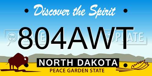 804AWT North Dakota License Plate
