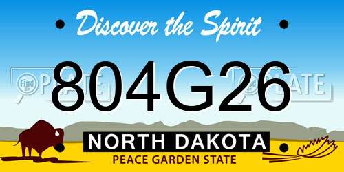 804G26 North Dakota License Plate