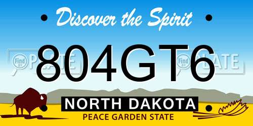804GT6 North Dakota License Plate