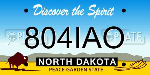 804IAO North Dakota License Plate