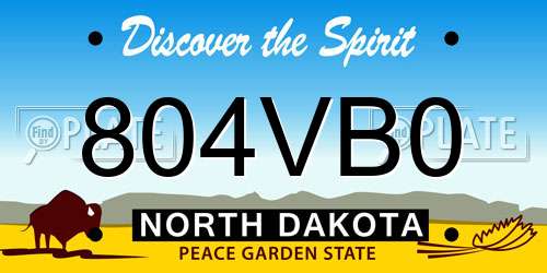 804VB0 North Dakota License Plate