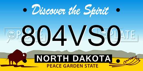 804VS0 North Dakota License Plate