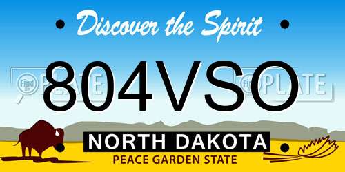 804VSO North Dakota License Plate