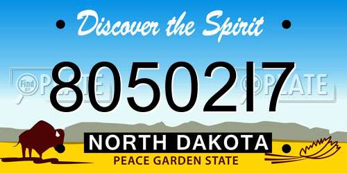 80502I7 North Dakota License Plate