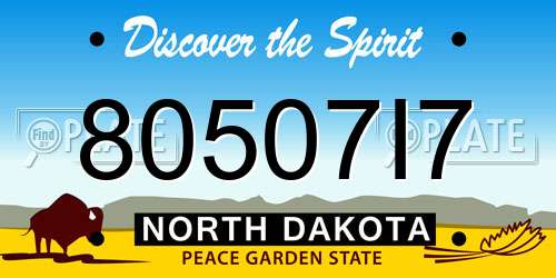 80507I7 North Dakota License Plate