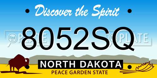 8052SQ North Dakota License Plate