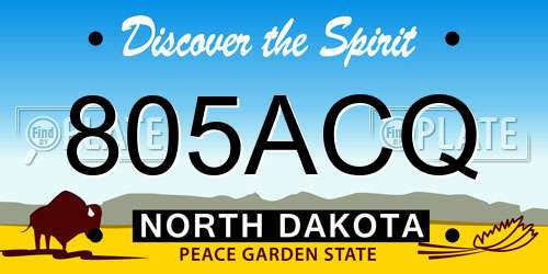 805ACQ North Dakota License Plate