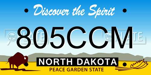 805CCM North Dakota License Plate