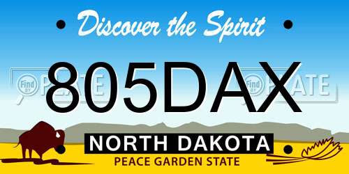 805DAX North Dakota License Plate