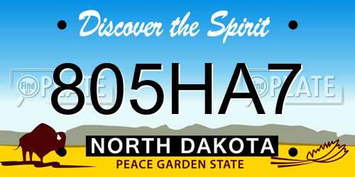 805HA7 North Dakota License Plate