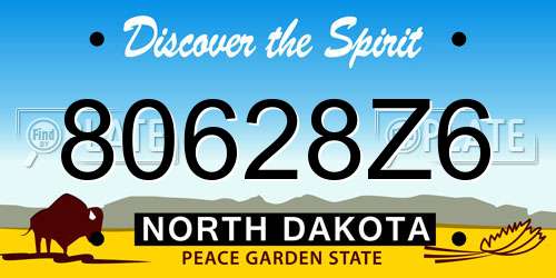 80628Z6 North Dakota License Plate