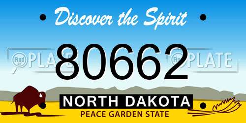 80662 North Dakota License Plate