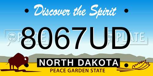 8067UD North Dakota License Plate