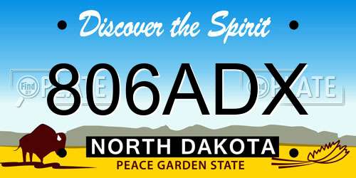 806ADX North Dakota License Plate