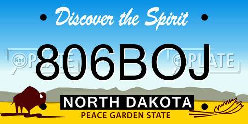 806BOJ North Dakota License Plate