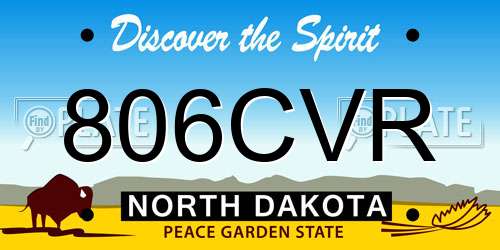 806CVR North Dakota License Plate
