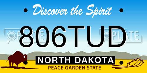 806TUD North Dakota License Plate