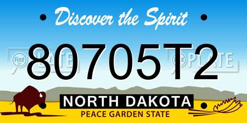 80705T2 North Dakota License Plate
