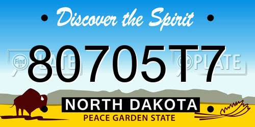 80705T7 North Dakota License Plate