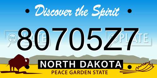 80705Z7 North Dakota License Plate