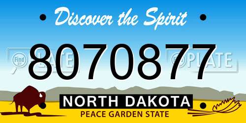 8070877 North Dakota License Plate