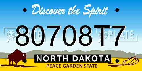80708T7 North Dakota License Plate