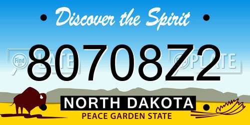 80708Z2 North Dakota License Plate