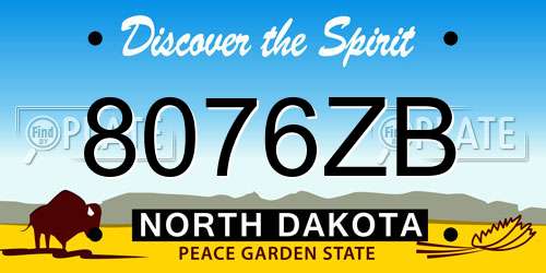 8076ZB North Dakota License Plate