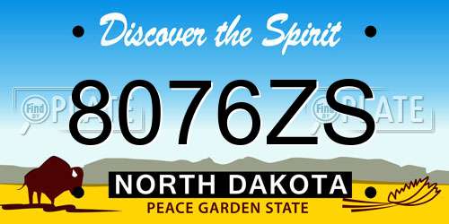 8076ZS North Dakota License Plate