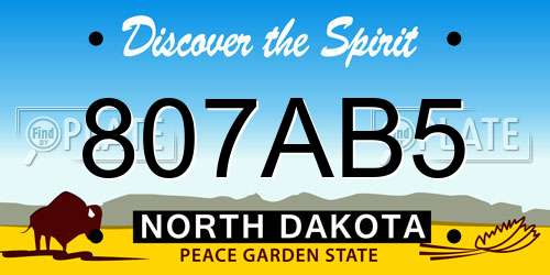 807AB5 North Dakota License Plate
