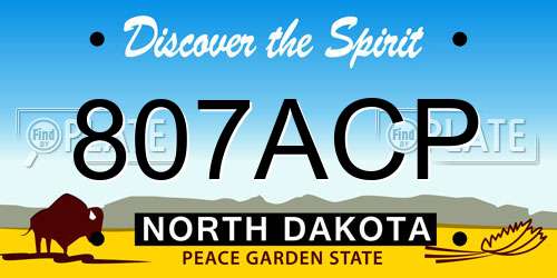 807ACP North Dakota License Plate