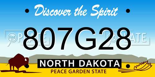 807G28 North Dakota License Plate