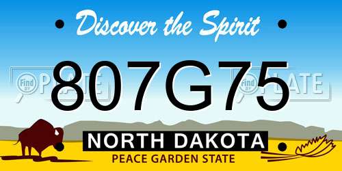 807G75 North Dakota License Plate